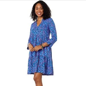lilly pulitzer alaina 3/4 dress in blue flare